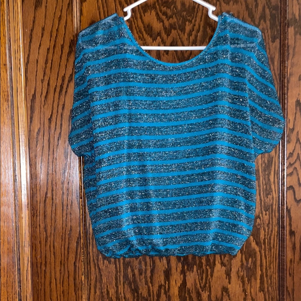 Mudd Teal and Black Striped Blouse